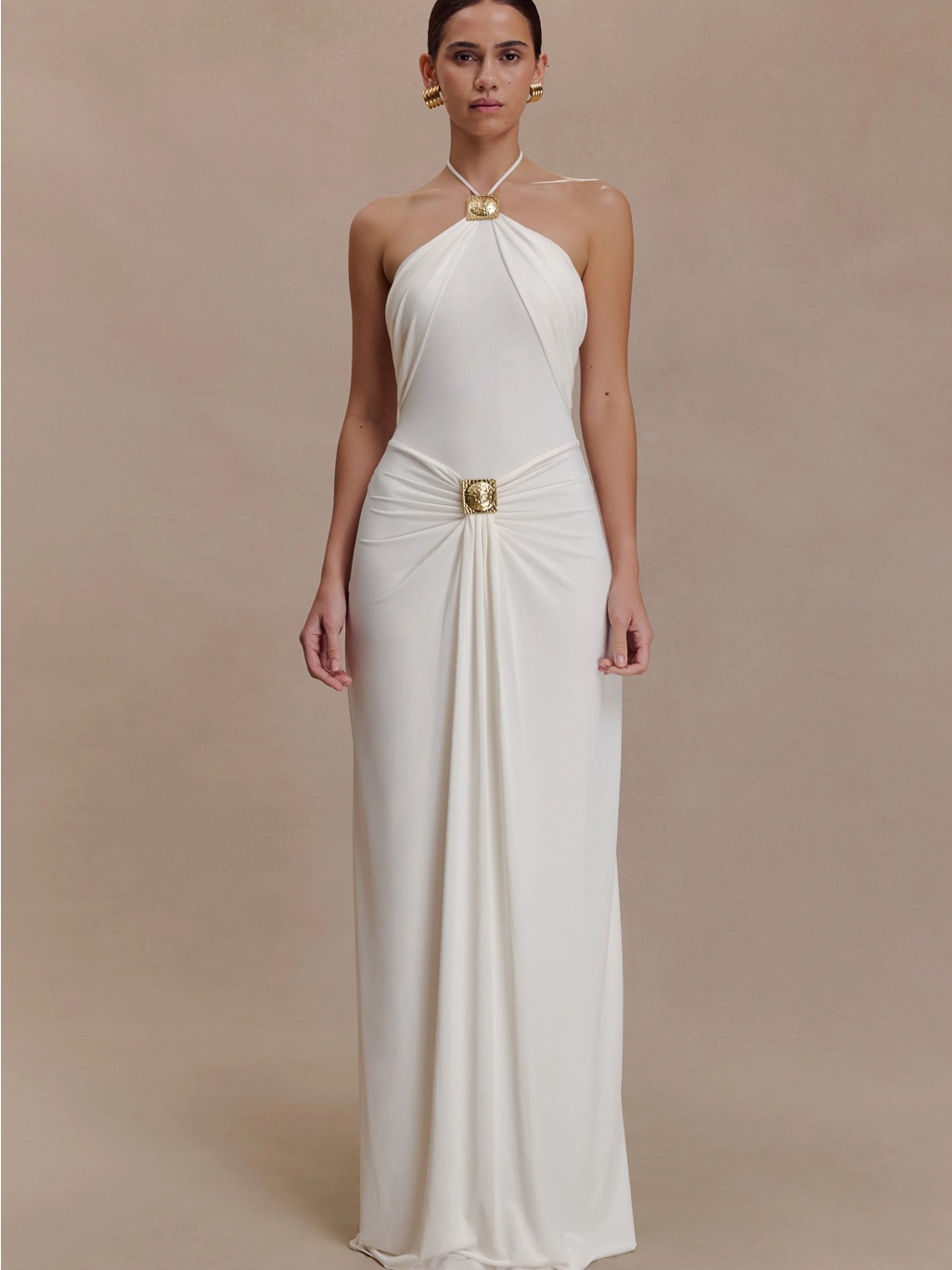 Quincy Halter Maxi Dress With Hardware - Ivory